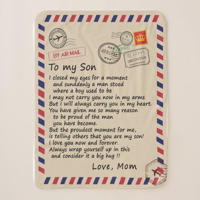 Son Gift | Letter To My Son Love From Mom Sherpa Blanket (Front)