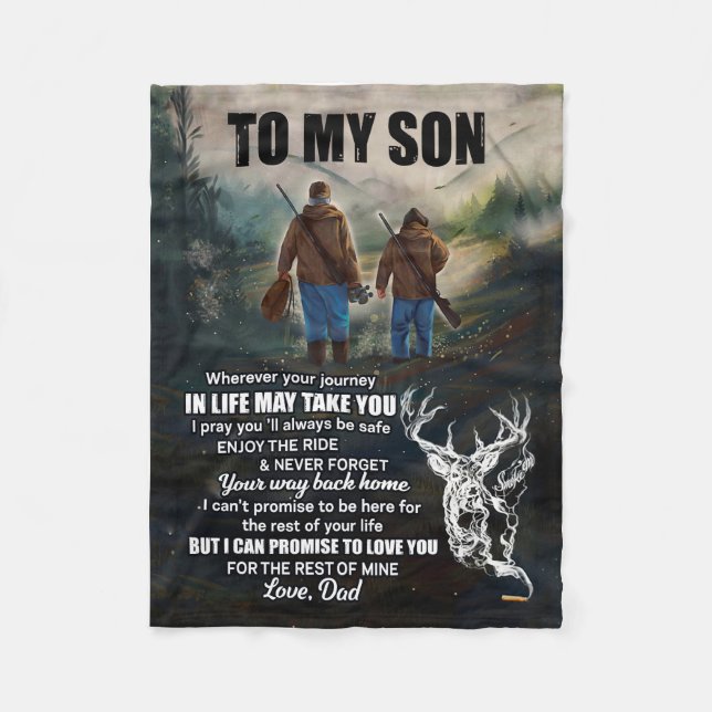 Son Gifts | Letter To My Son Love From Dad Fleece Blanket (Front)