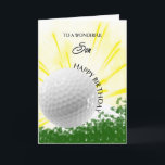 Son Golfer Birthday Card<br><div class="desc">Give your golf loving son a golfer card with an explosive golf theme! A soaring golf ball with the words 'To a wonderful son'.</div>