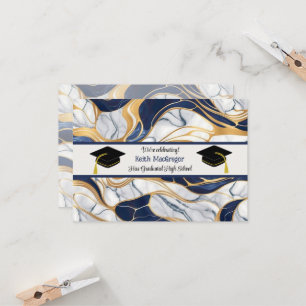Son Graduation Celebration in Blue Marble Invitation
