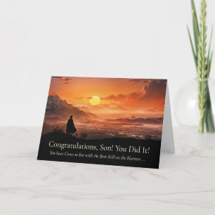 Son Graduation Inspirational Cap and Gown  Card