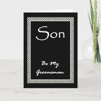 SON Groomsmen Invitation avec Checkerboard Border
