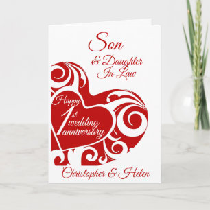 Son Happy 1st Wedding Anniversary Card