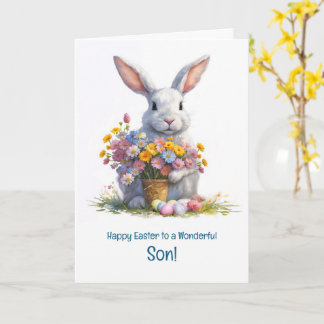 Son Happy Easter Cute Bunny Rabbit and Easter  Card