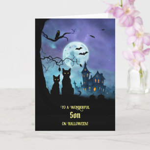 Son Happy Halloween Cute Haunted House  Card