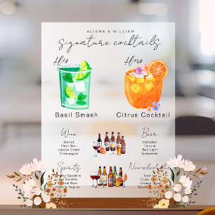 Son & Hers Watercolor Signature Cocktail Menu