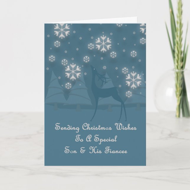 Son & His Fiancee Reindeer Christmas Holiday Card (Front)