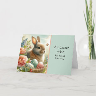  Son & His Wife Happy Easter Rabbit Greeting Card