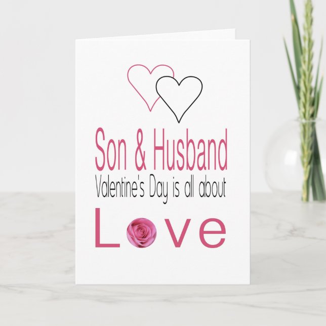 Son & Husband   Happy Valentine's Day Roses Holiday Card (Front)