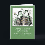 Son-In-Law 50th Birthday Frogs Toasting with Beer Card<br><div class="desc">This funny card is the best for your son-in-law on his 50th birthday! Let him know you remembered him and wants him to have fun this extra special day.
Vintage image courtesy of Clipart.</div>