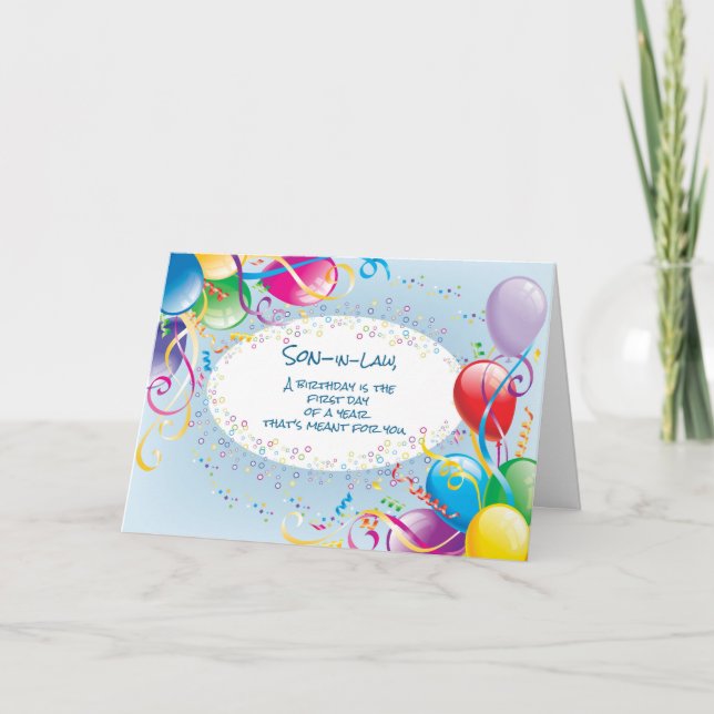Son-in-Law Birthday Balloons Card (Front)