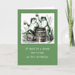 Son-in-Law Birthday Frogs Toasting with Beer Card<br><div class="desc">This fun vintage image shows frogs toasting around a barrel of lager beer. Toast to your son-in-law on his birthday. On his special day,  he will be the toast of the town!</div>