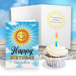 Son in Law Birthday Yellow Smiling Sun Card<br><div class="desc">Make your Son-in-Law feel special on her birthday by sending her this cheerful smiling decorative Yellow and orange sun floating in the blue sky with clouds. Inside text says "The sun started shining just a little brighter on the day you were born."</div>