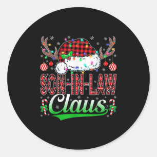 Son-in-law Claus Christmas Light Matching Family X Classic Round Sticker