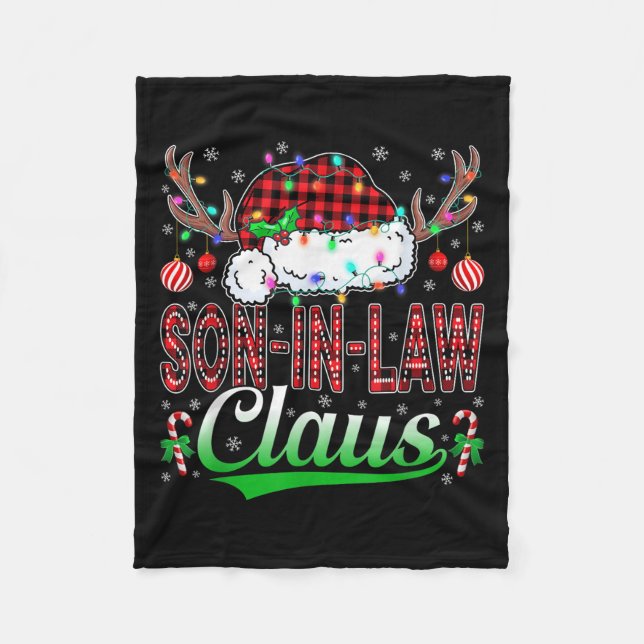 Son-in-law Claus Christmas Light Matching Family X Fleece Blanket (Front)