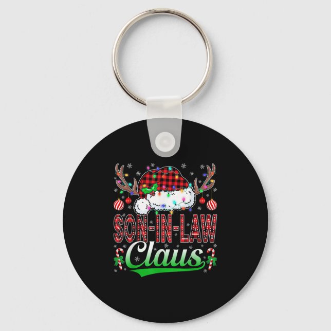 Son-in-law Claus Christmas Light Matching Family X Keychain (Front)