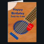Son in Law Guitar Player Birthday<br><div class="desc">A birthday card for a son-in-law who loves the guitar. A close-up of a guitar with a plectrum tucked into the strings. On the plectrum are the words 'You Rock'. A birthday card for a musician who loves the guitar.</div>