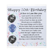 Son in Law poem -  50th Birthday design
