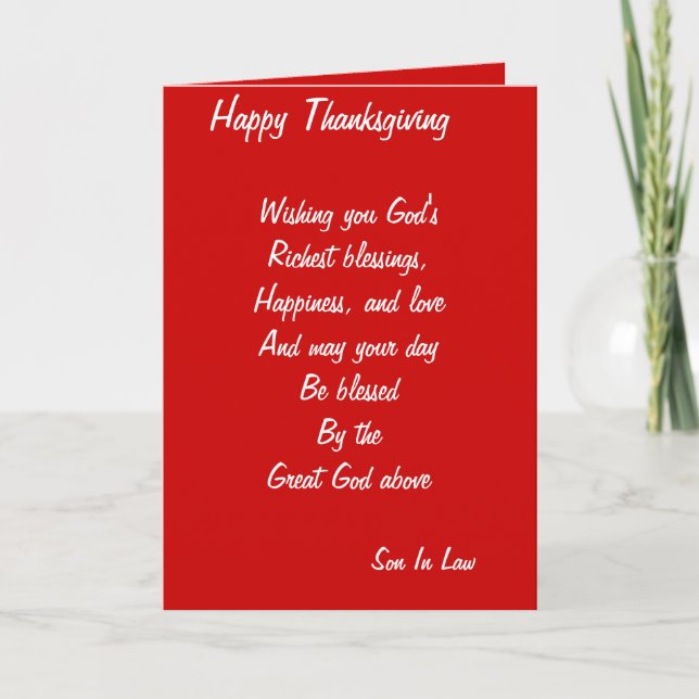 Son in law thanksgiving cards (Front)