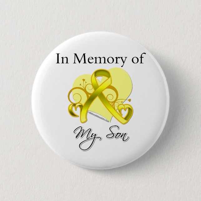 Son - In Memory of Military Tribute 2 Inch Round Button (Front)