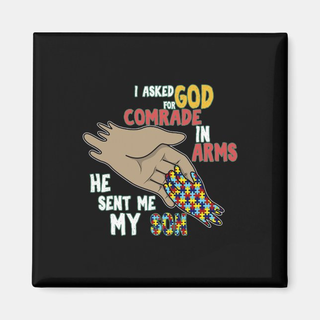 Son Kid Autistic Puzzle Piece Cool Autism Awarenes Magnet (Front)