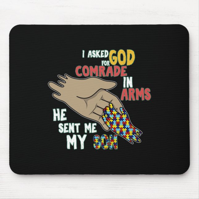 Son Kid Autistic Puzzle Piece Cool Autism Awarenes Mouse Pad (Front)