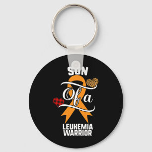 Son Leukaemia Awareness Leopard Buffalo Plaid Fami Keychain