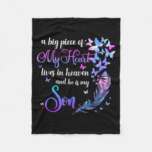 Son lives in heaven memorial quotes love mom dad fleece blanket