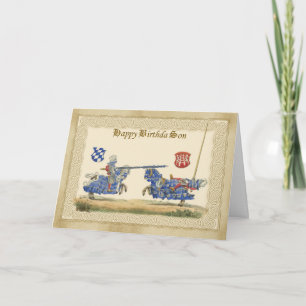 Son Medieval Knights Jousting in full barding and Card