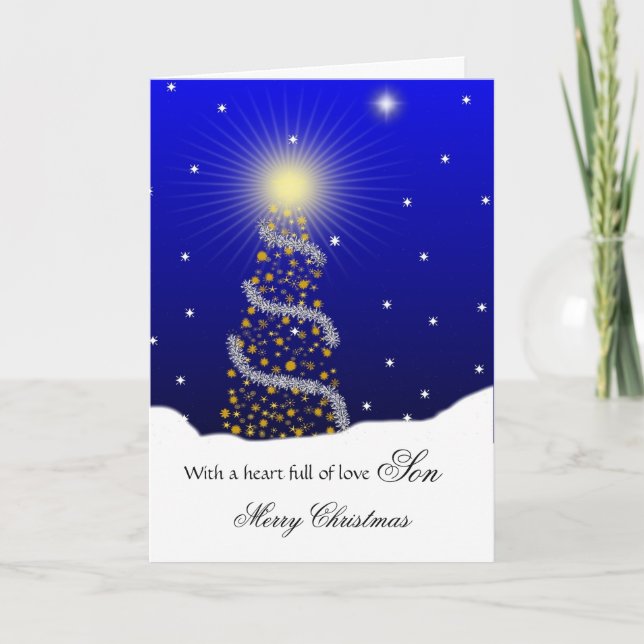 Son / Merry Christmas - Christmas Tree Holiday Card (Front)