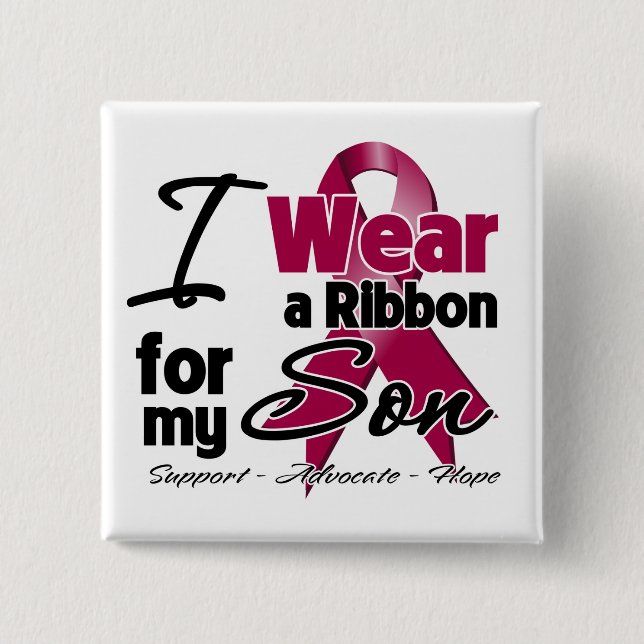 Son - Multiple Myeloma Ribbon 2 Inch Square Button (Front)