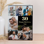 Son Name or Relation Any Age 6 Photo Gold Foil Foil Greeting Card<br><div class="desc">Say happy birthday with a luxury gold foil photo card. The design has gold foil lettering on the front for the age, greeting and name or relation such as number 30 Happy Birthday Son. Easy photo template for you to create a personalized photo collage with 6 of your favourite photos,...</div>