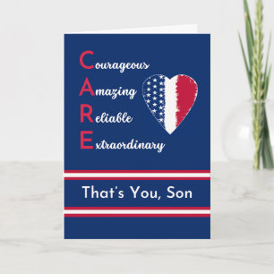 Son Nurses Day Patriotic with CARE and Heart Card