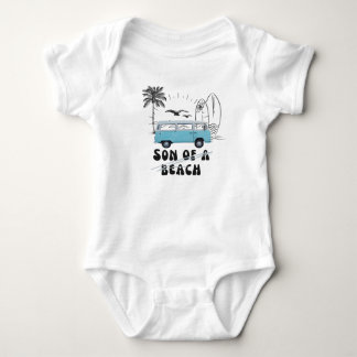 Son of a beach vintage surf surfer surfing child baby bodysuit