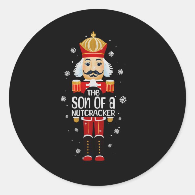 Son Of A Nutcracker Funny Christmas Family Matchin Classic Round Sticker (Front)