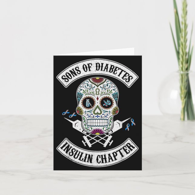 Son Of Diabetes Insulin Chapter Funny Skull Card (Front)