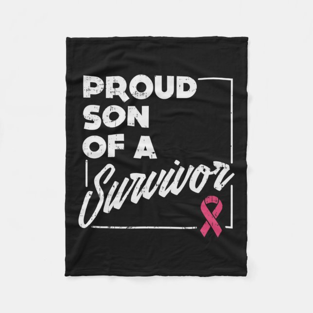 Son Of Survivor Breast Cancer Support Gift  Fleece Blanket (Front)