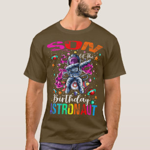 Son Of The Birthday Astronaut Boy Space Theme Kids T-Shirt