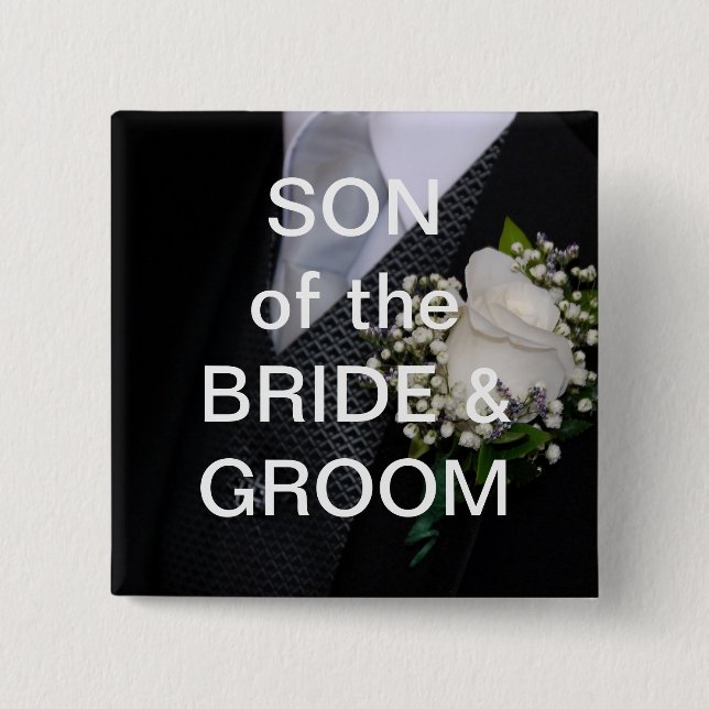Son Of The Bride And Groom 2 Inch Square Button (Front)