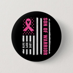 Son Of Warrior Aamerican Flag Breast Cancer 2 Inch Round Button