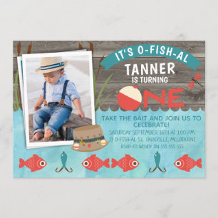 Son Ofish-al ou pêche 1er anniversaire Invitation