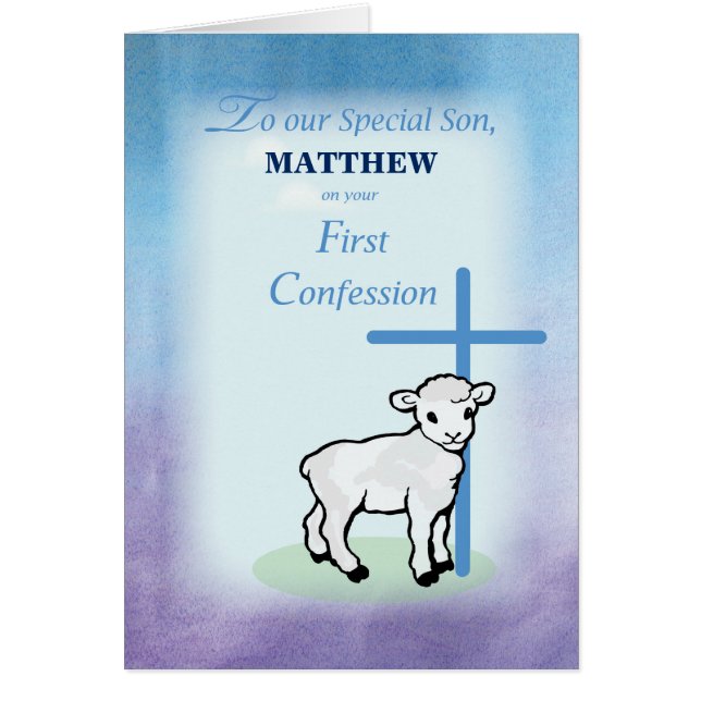 Son Personalize Name on First Confession with Lamb (Front)