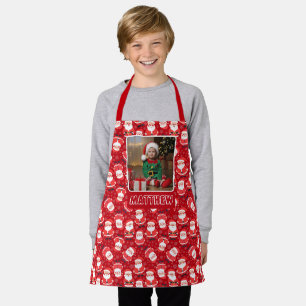 Son Photo Santa Claus Red Christmas Kids Apron