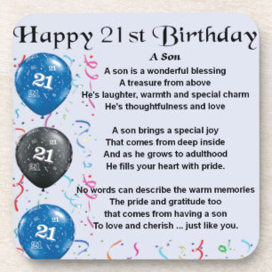 Son Poem - 21st Birthday Design Coaster