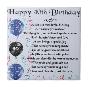 Son Poem - 40th Birthday Design Tile