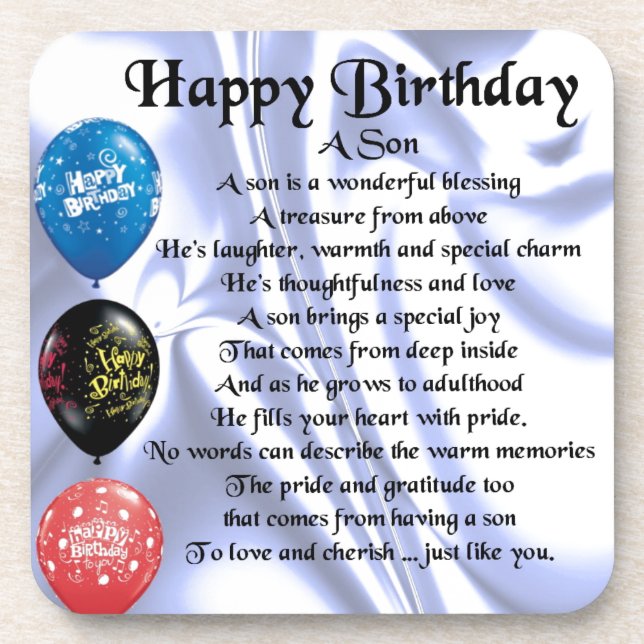 Son Poem  -  Happy Birthday Coaster (Front)