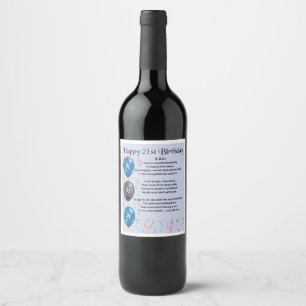 Son Poem Wine Bottle Label - 21st Birthday