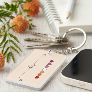 Son porte-clés acrylique coeurs lesbiens