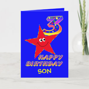 Son Red Star 3rd Birthday Cards
