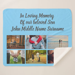 Son remembrance 6 photo collage memory wall sherpa blanket